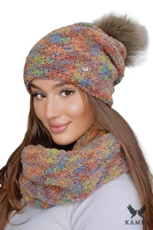 KOMPLET DAMSKI - wełniany - baby alpaca - kolor mix jesień - FAZILA