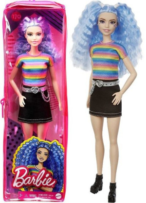 Barbie Lalka Fashionistas Niebieskie Kucyki