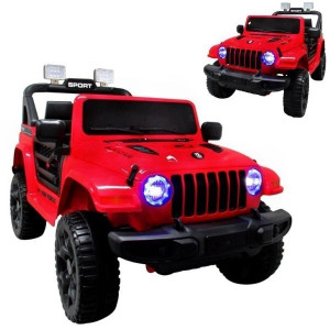 Duży Jeep Auto Na Akumulator 4 X Amory Bujanie Czerwony