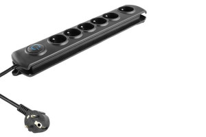 Listwa Antyprzępieciowa Qoltec 3.0m 6-gniazd Czarna / Modern