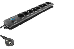 Listwa Antyprzępieciowa Qoltec 1.8m 8-gniazd Czarna / Modern