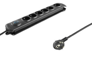 Listwa Antyprzepięciowa Qoltec 1.8m 6-gniazd Czarna / Modern