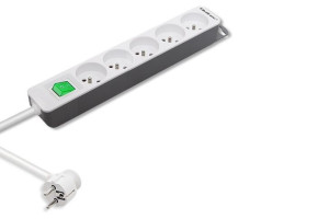 Listwa zasilajaca QOLTEC Quick Switch-włacznik 1.8M  5-GNIAZD Biało-szara