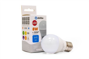 Żarówka Led Abilite Kulka Mleczna B.neutralna E27 8w/230v 640lm G455