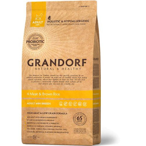Grandorf 4 Meat & Brown Rice Adult Mini Breeds Karma Dla Dorosłych Psów Mał
