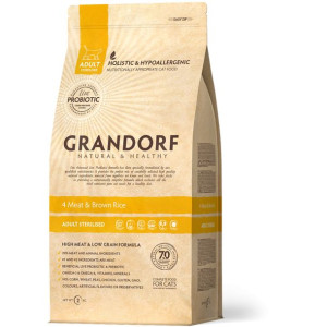 Grandorf 4 Meat & Brown Rice Adult Sterilised Karma Dla Sterylizowanych Kot