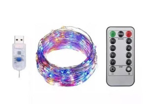 Lampki Drucik 50 Led 5m Usb Biały Multikolor
