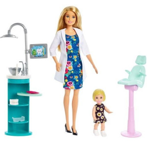 Lalka Mattel FXP16 Barbie dentystka z pacjentką