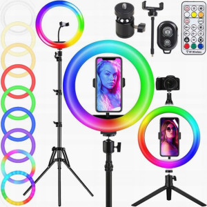 Lampa Pierścieniowa Led Ring Makijaż Statyw Rgb