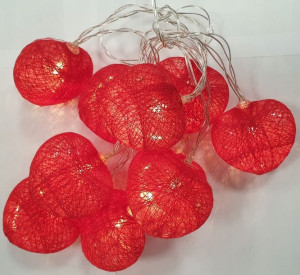 Lampki cotton balls serca walentynki czerwone led
