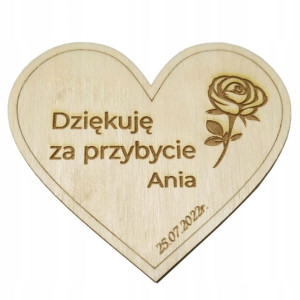 Podziękowania dla gości Chrzest serce magnes
