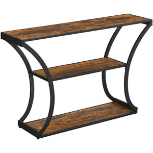 Stolik Nowoczesny Do Salonu Przedpokoju 120x30x80 Cm Ciemny Brąz Czarny Mat