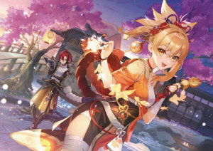 Plakat A3 Genshin Impact Heizou i Yoimiya