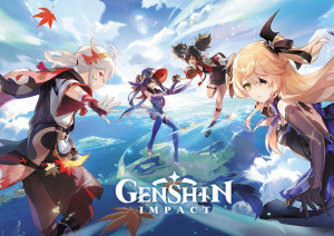 Plakat A3 Genshin Impact Kazuha Mona Fischl