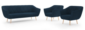 niebieski zestaw komplet wypoczynkowy kanapa sofa  scandi 3+1+1 venasi