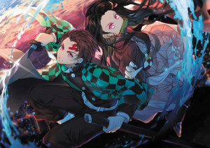 Plakat A3 Kimetsu no Yaiba Tanjirou i Nezuko PROMO