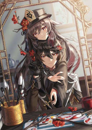Plakat A3 Genshin Impact HuTao i Zhongli