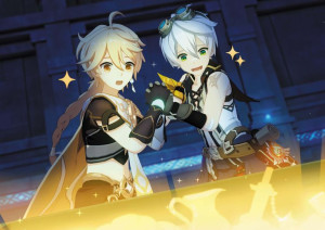 Plakat A3 Genshin Impact Aether i Bennet PROMOCJA