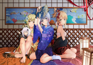 Plakat A3 Genshin Impact Lumine, Ayaka, Yoimiya