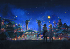 Plakat A3 Genshin Impact Lumine i Xiao