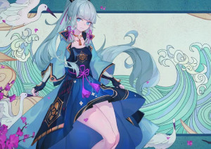 Plakat A3 Genshin Impact Kamisato Ayaka
