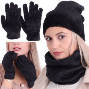 Czapka damska alpaka komin rękawiczki komplet damski