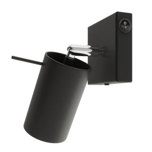 Kinkiet ring czarny regulowany z wyłącznikiem, lampa ścienna GU10 spot koło