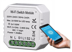 Tuya WiFi Podwójny Włącznik Przekaźnik Dopuszkowy