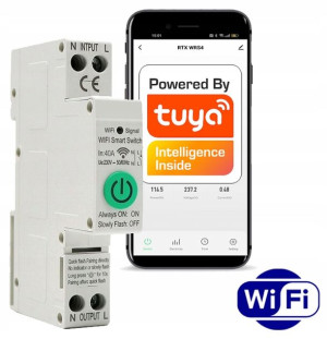 Przekaźnik Sterownik TUYA 40A DIN WiFi POMIAR ENER
