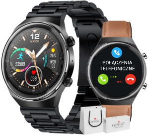 Smartwatch Giewont GW440-3 Czarny + Pasek Brązowy Skórzany