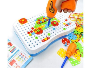 Edukacyjna Układanka,Puzzle,Klocki Kreatywna Mozaika, Wkrętarka 151Zestaw