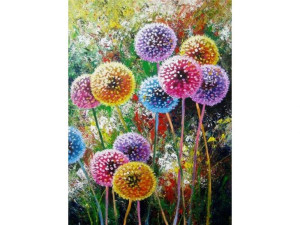 Haft Diamentowy, Obraz, Mozaika Diamond Painting, KOLOROWE DMUCHAWCE 30x40