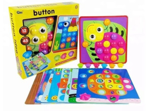 Edukacyjna Guzikowa Układanka, Puzzle, Mozaika, Plansze + Kolorowe Guziczki