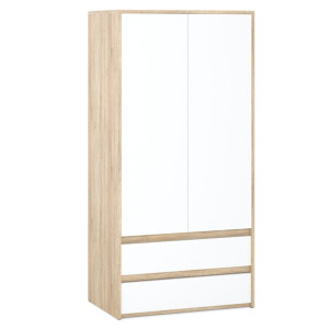 Szafa Dąb Sonoma Biała Mat 2d2sz Nowoczesna Garderoba 90cm