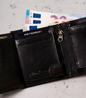 Pojemny skórzany portfel męski z systemem RFID — Peterson