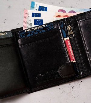Skórzany portfel męski na zatrzask z systemem RFID — Peterson