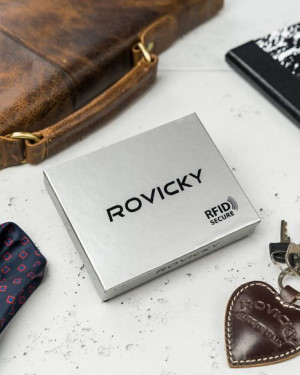 Elegancki portfel męski z membraną antyskimmingową — Rovicky