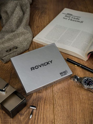 Skórzany portfel męski z systemem RFID — Rovicky