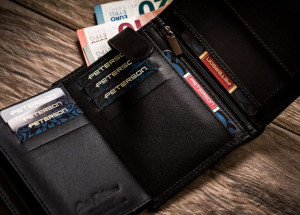 Skórzany portfel męski z systemem RFID — Peterson