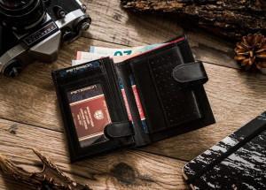 Skórzany portfel męski z ochroną kart RFID — Peterson