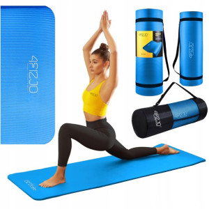 Gruba Mata Do Ćwiczeń Joga Fitness 1cm Niebieska