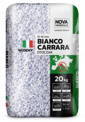 Otoczak Biały Bianco Carrara 12-16Mm 20Kg Marmur