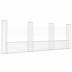 4 słupki gabionowe U-kształtne, 380x20x150 cm, żelazne