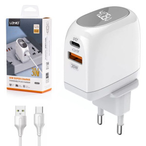 Ładowarka USB 30W panel LED kabel USB-A USB-C