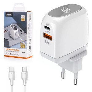 Ładowarka sieciowa USB 30W panel LED kabel USB-C USB-C
