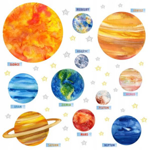 BARDZO DUŻE naklejki ścienne KOSMOS planety XXL
