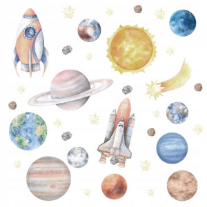 KOSMOS naklejki na ścianę planety 160x120cm XL
