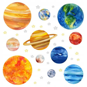 MEGA DUŻE naklejki na ścianę PLANETY kosmos układ