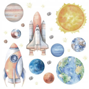 MEGA naklejki ścienne KOSMOS planety 330x230cm