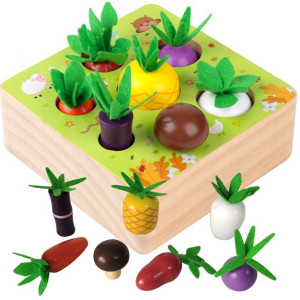 Drewniany sorter Montessori układanka gra drewniane warzywa